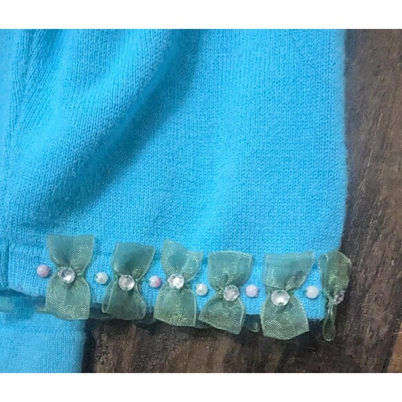 Vintage BERK2 Blue Knit Sweater with Embellished Cats & Martini Design, Size L - Picture 6 of 6